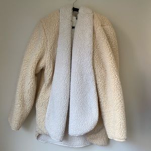 Reversible white teddy coat